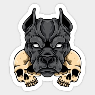 Pitbull And The Skulls Sticker